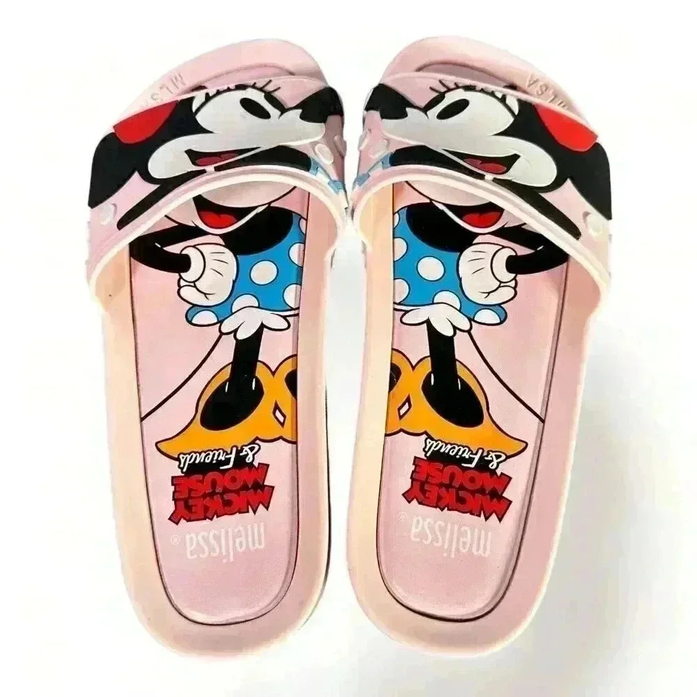 Melissa Mickey Minnie Slide Sandal Flats Pink Blush Women's 9 Disney 40 - Picture 6 of 9
